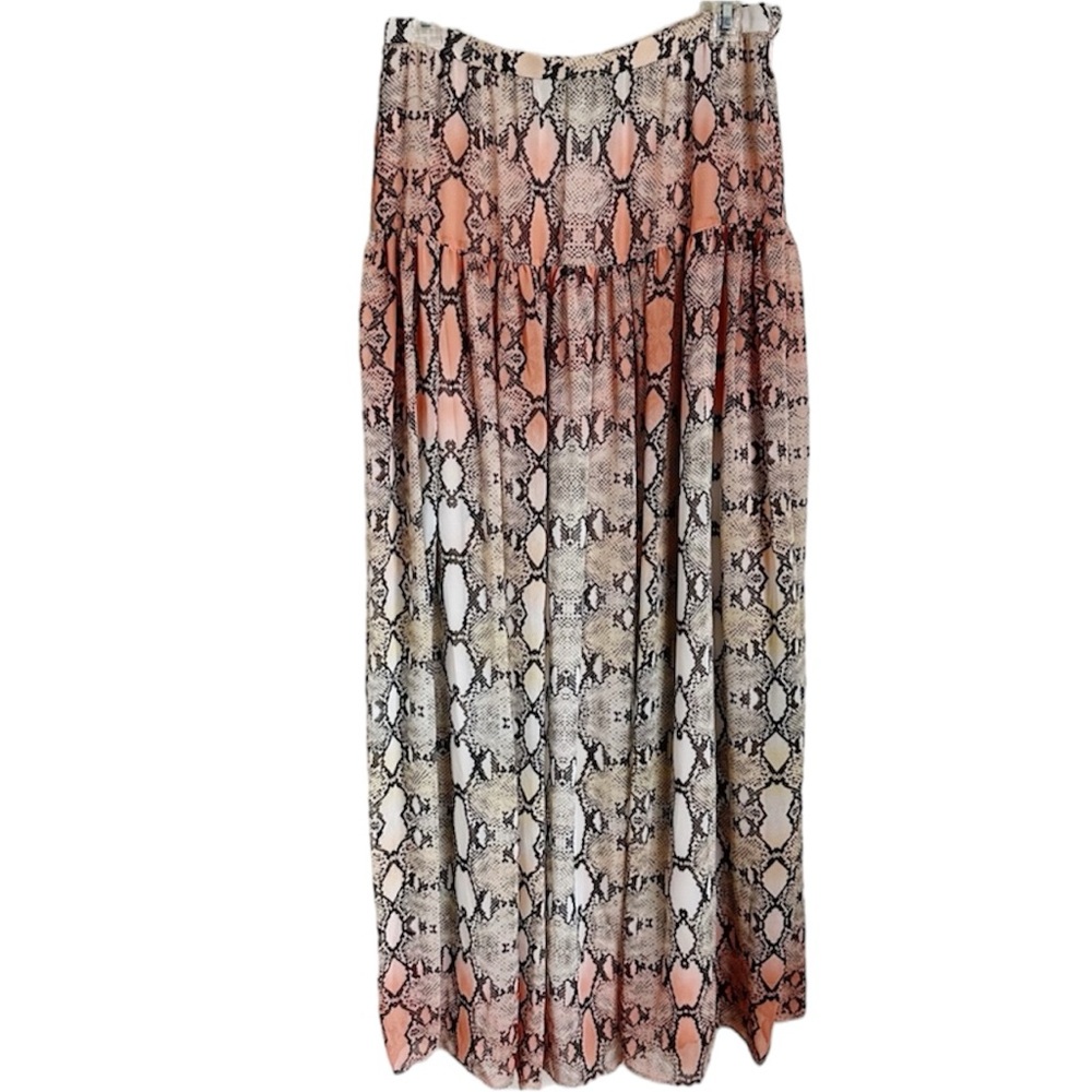 Boston Proper Sz 6 Snake Print Skirt Coral Beige Zipper Closure